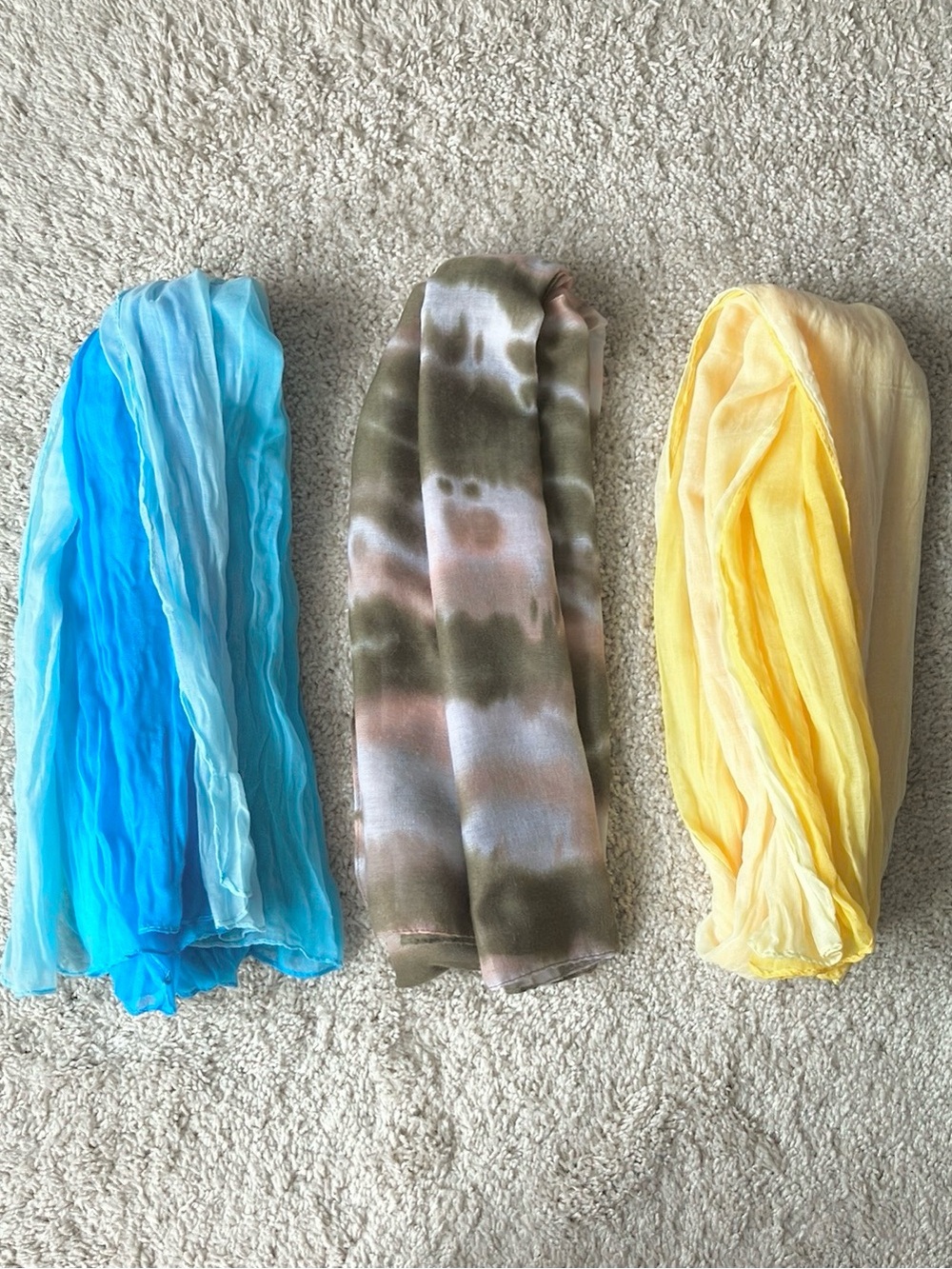 Bundle of Three Colorful Scarves